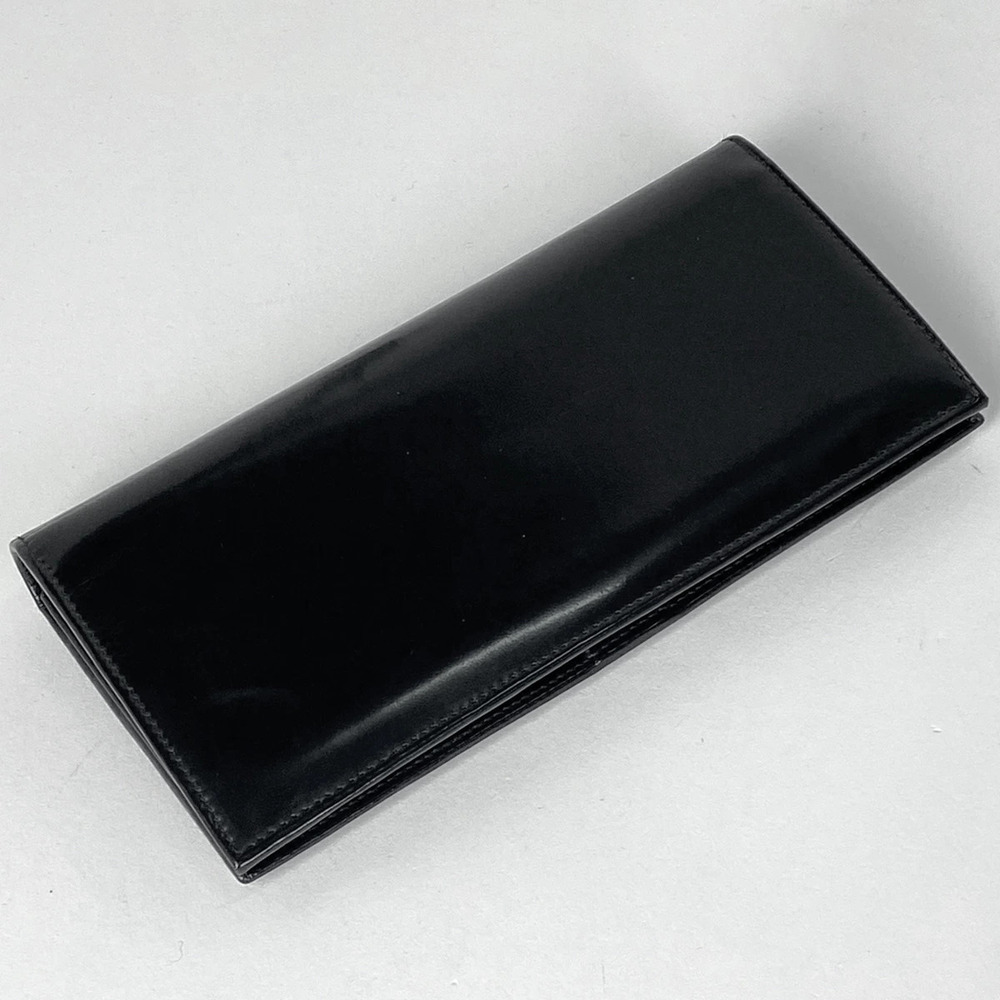 Gucci bi fold Black Leather wallet long Black